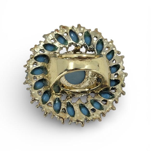 Vintage Blue Flower Statement Ring - Picture 3 of 3